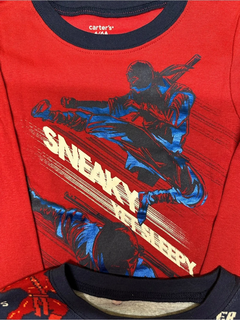 Carter's Red and Navy Gamer Pajama Set with Striped Pants 4 pieces